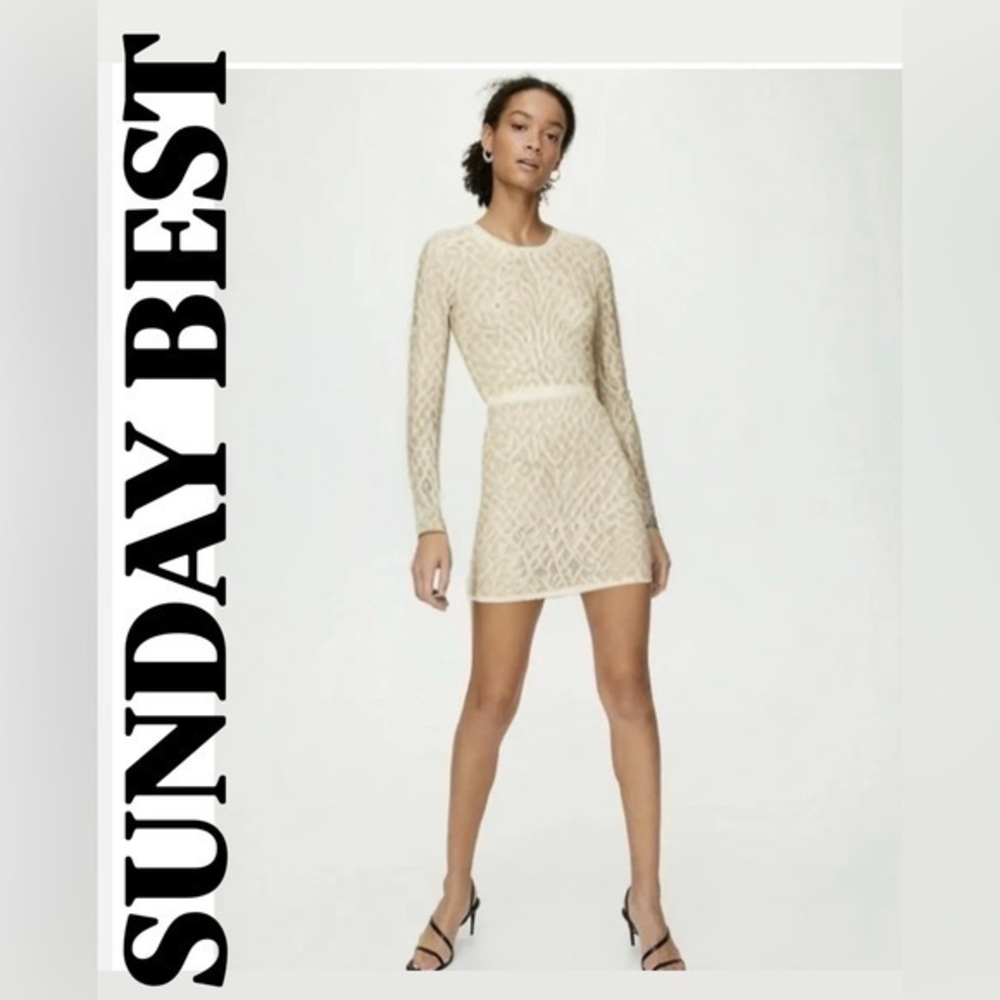2 pc set ARITZIA SUNDAY BEST "VOLPE" sweater & skirt Metallic Leopard cropped